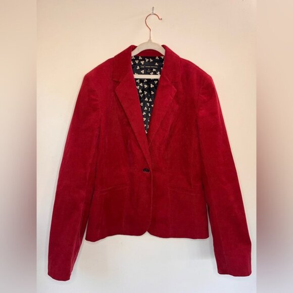 Brooks Brothers 346 Corduroy Blazer Red Fitted Buttoned Floral Lined Womens Sz 4 - Picture 7 of 11